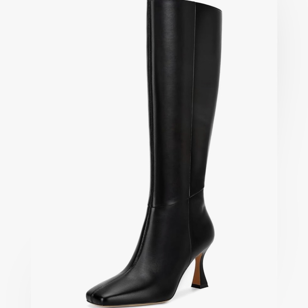 Sleek Black Over the Knee High Heeled Boots